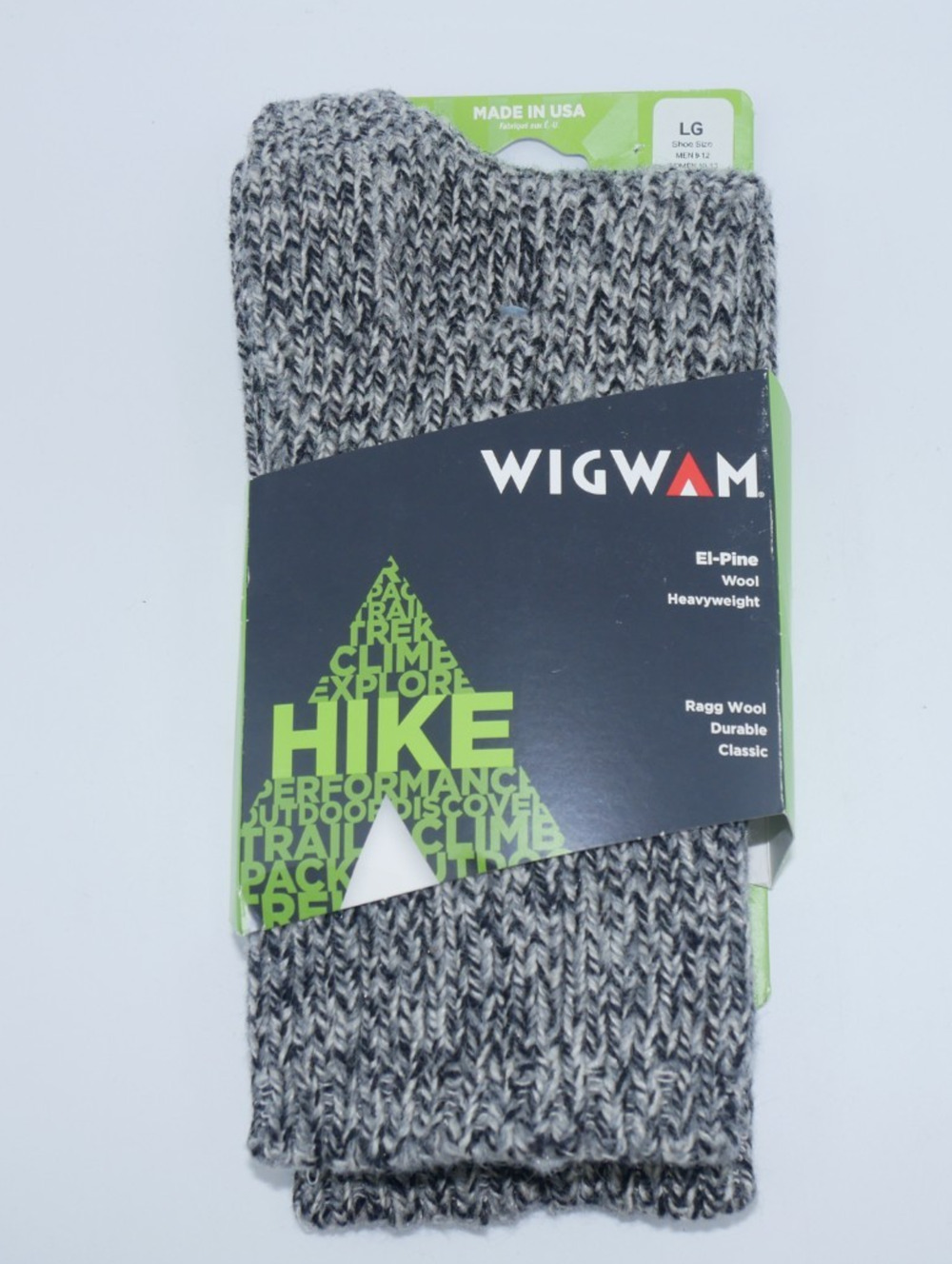 Wigwam El-Pine Heavyweight Ragg Wool Blend Crew Boot Hiking Socks Men’s Size L